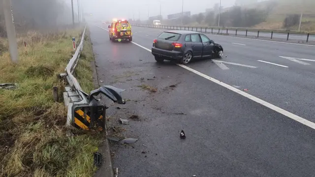 The damaged car