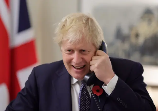 UK Prime Minister Boris Johnson talks on the phone to US President-elect Joe Biden. Photo: 10 November 2020