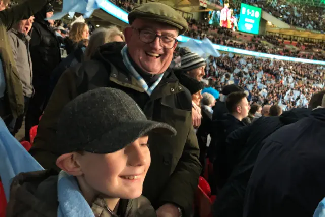 Jonathan Sealby's Dad and his son at the Carabao Cup Final