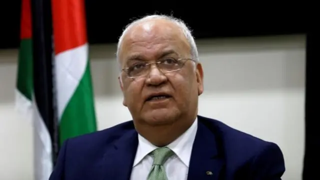 File photo of Saeb Erekat (30 January 2019)