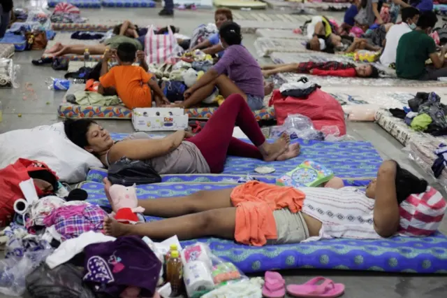 People rest in a shelter after the passage of Storm Eta, in San Pedro Sula, Honduras November 8, 2020