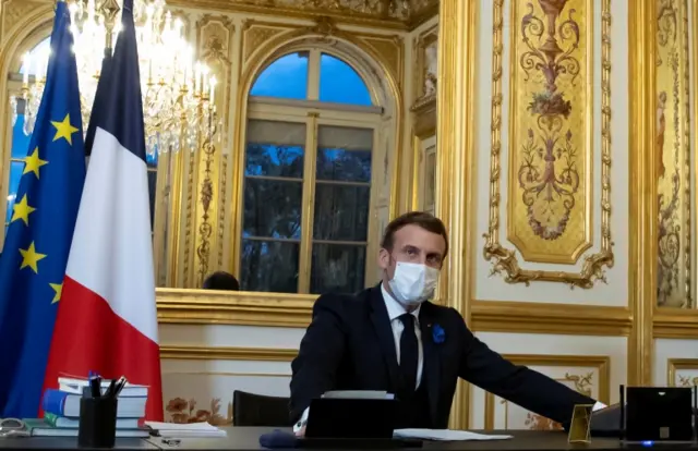 French President Emmanuel Macron (pictured) speaks on the phone to Joe Biden. Photo: 10 November 2020