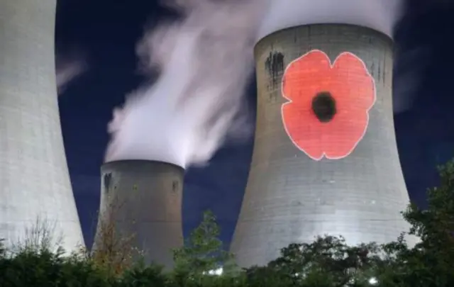 Poppy projected on cooling trower