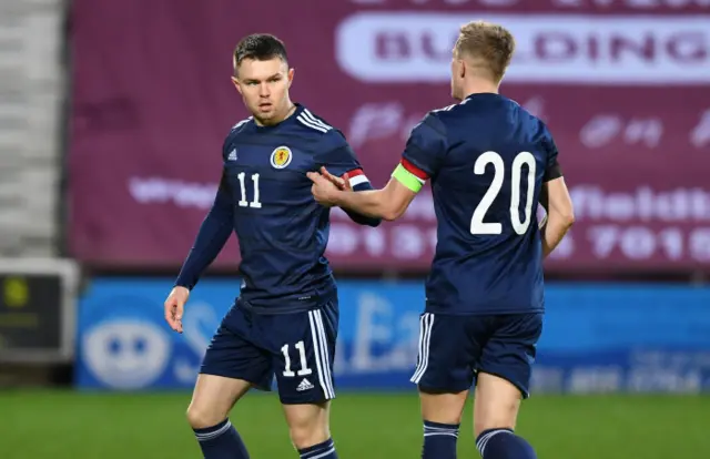 Glenn Middleton (left) celebrates his goal