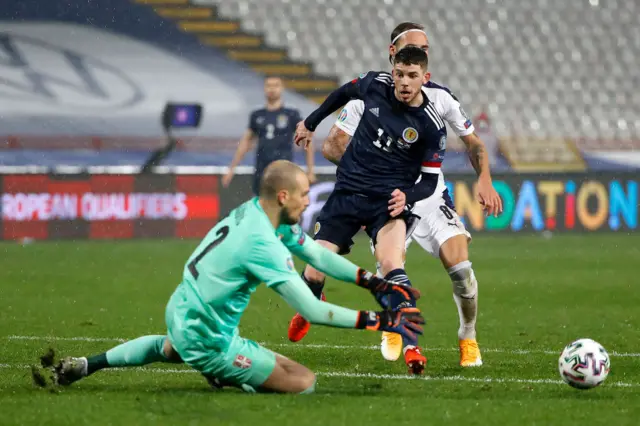 Scotland's Ryan Christie inside the Serbia penalty box