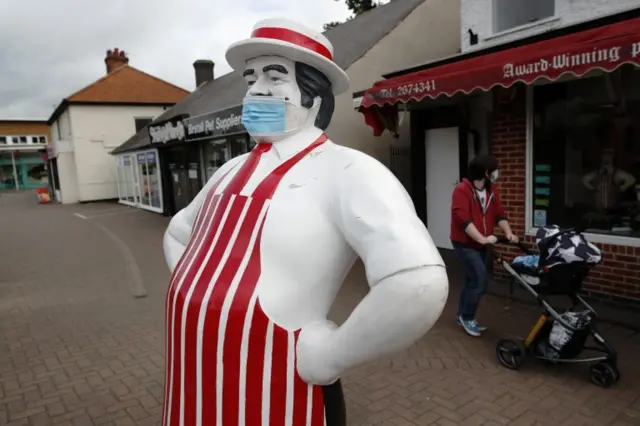 Birstall face mask butcher display