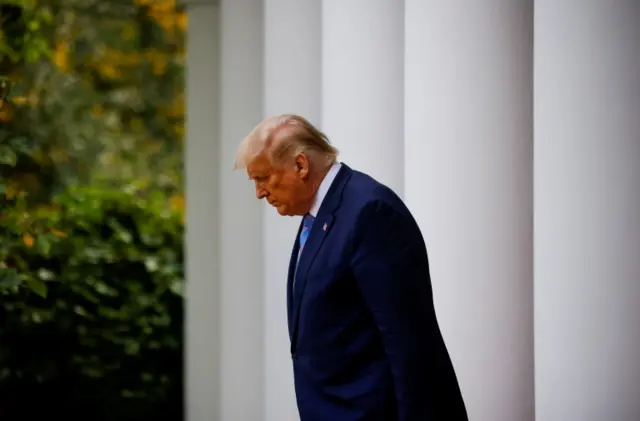 President Trump arrives to a briefing in September 2020