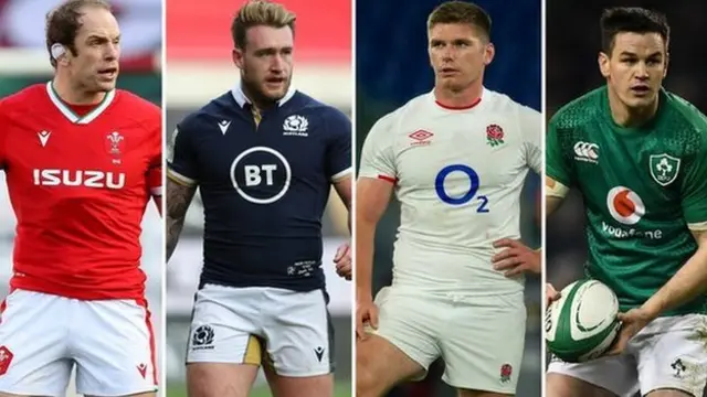 (left to right) Alun Wyn Jones, Stuart Hogg, Owen Farrell, Johnny Sexton
