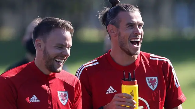 Chris Gunter (left) with Gareth Bale