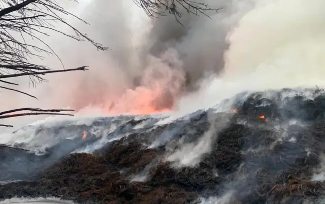 Smoke from burning tyres