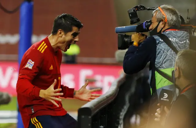 Alvaro Morata celebrates