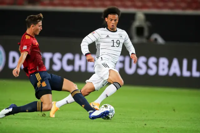 Leroy Sane of Germany during the UEFA Nations League group stage match between Germany and Spain at Mercedes-Benz Arena