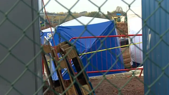 Forensic tent at the site