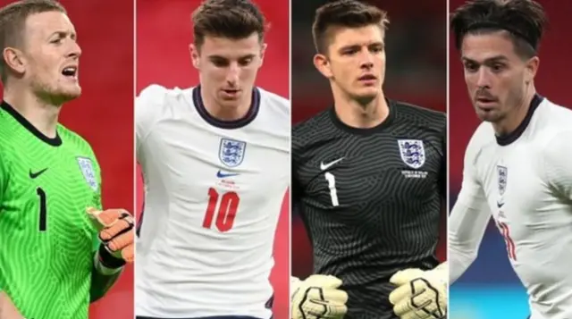 Jordan Pickford, Mason Mount, Nick Pope & Jack Grealish