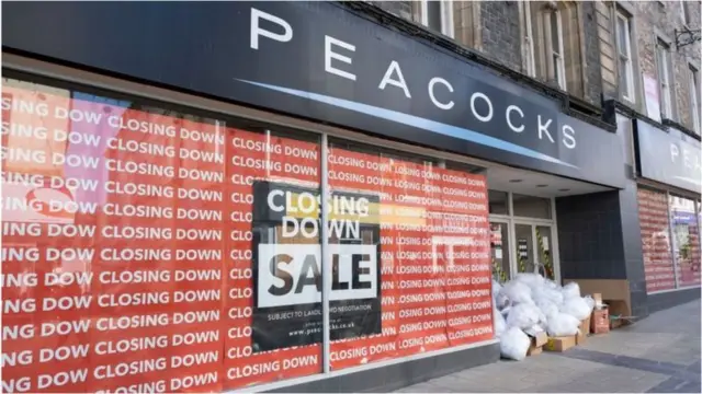 Closed down Peacocks store