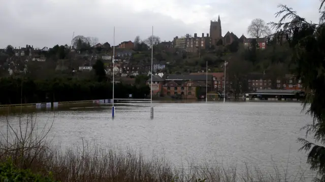 Flooded Bridgnorth Rugby Club