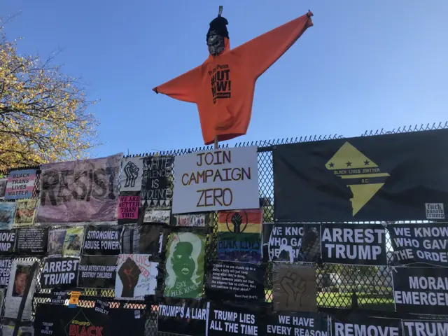 Protest signs in Washington DC