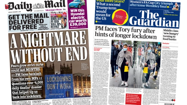 Daily Mail and Guardian front pages