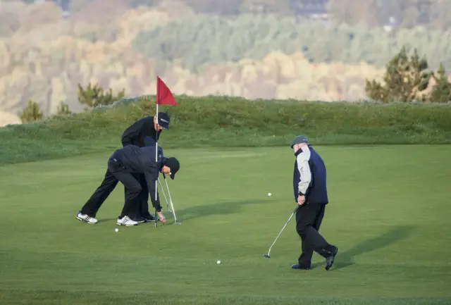 People playing golf in Huddersfield on 2 November