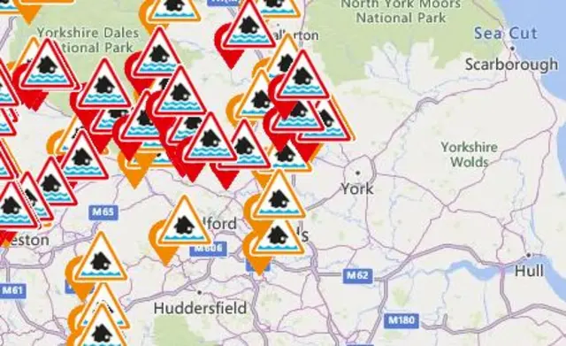 Flood warnings map