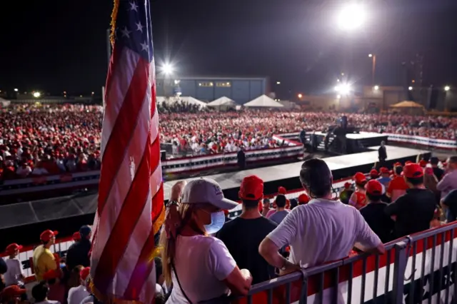 A packed campaign rally in Florida on 1 November