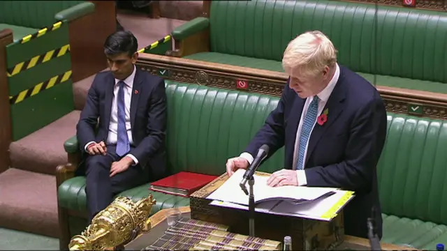 Boris Johnson addressing the Commons