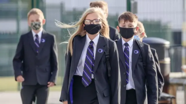 Pupils in face masks