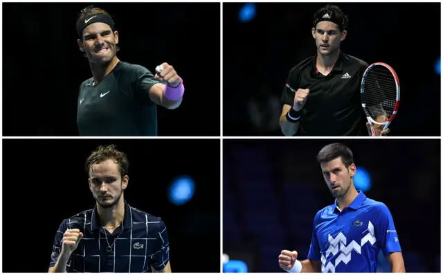 Rafael Nadal, Dominic Thiem, Daniil Medvedev and Novak Djokovic