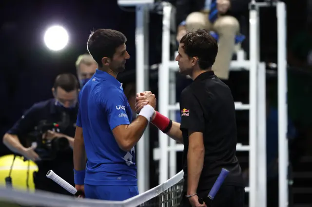 Dominic Thiem and  Novak Djokovic