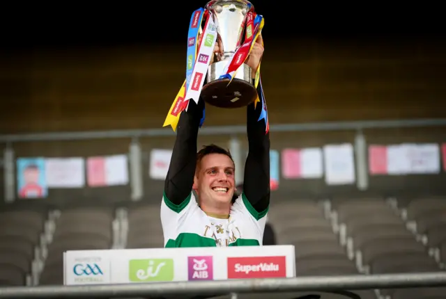 Conor Sweeney lifts the trophy as Tipperary become Munster Champions