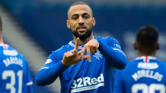 Rangers striker Kemar Roofe celebrates