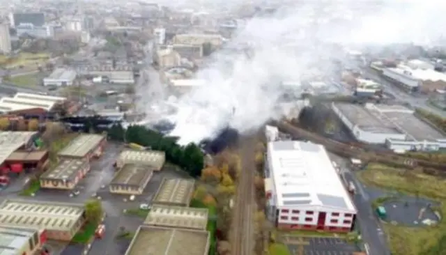 Bradford fire from the air