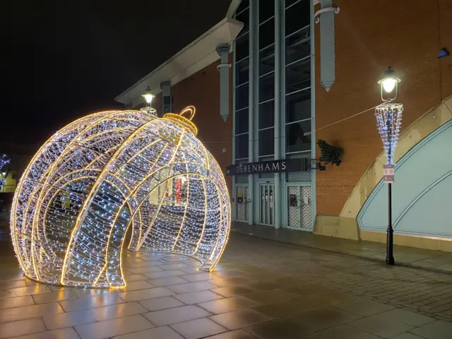 A giant bauble made of lights