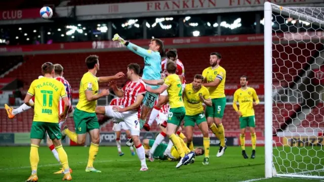 Action from during the Stoke City game with Norwich