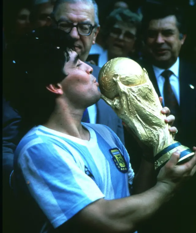 Diego Maradona lifts the World Cup with Argentina in 1986