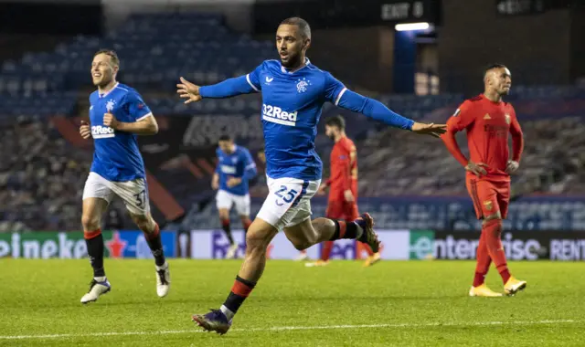 Kemar Roofe celebrates a fabulous goal