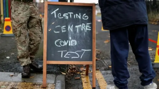 A sign for Covid testing in Liverpool