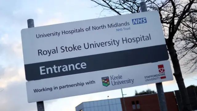 Sign for Royal Stoke hospital