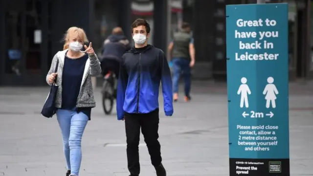 People wearing masks in Leicester