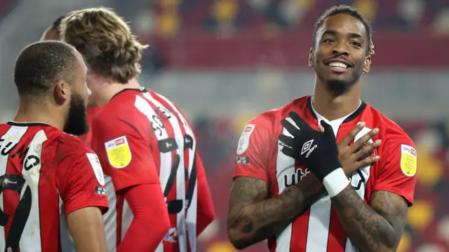 Ivan Toney celebrates a goal against QPR