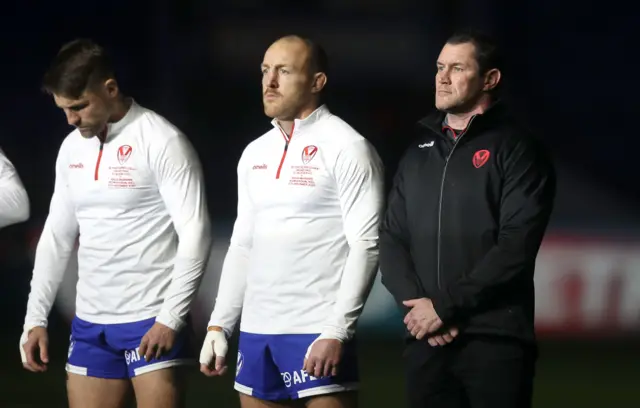 St Helens players before kick-off