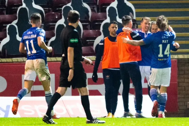 St Johnstone celebrate David Wotherspoon's winning goal