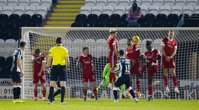 Ilkay Durmus fires St Mirren in front from a free kick