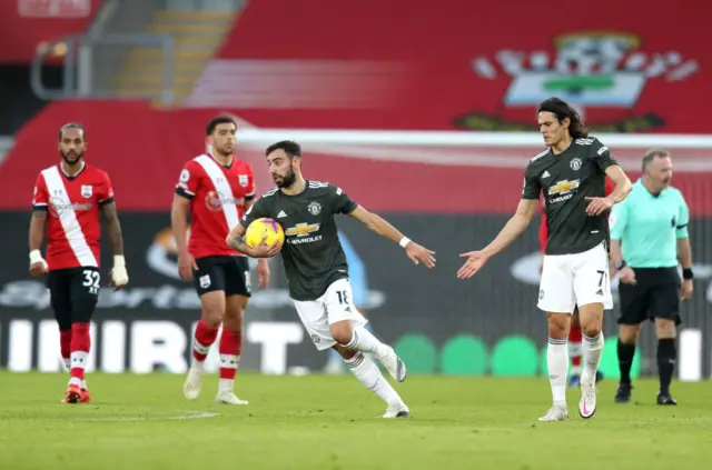 Edinson Cavani and Bruno Fernandes