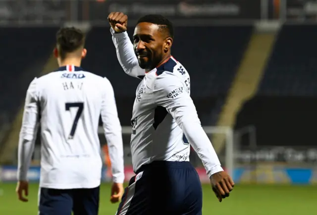 Jermain Defoe celebrates his goal for Rangers