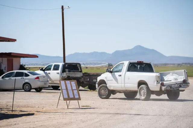 A polling site in Dell City, Texas, home to 413 people