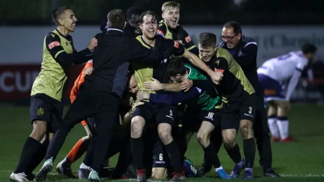 Marine celebrate their last-gasp winner