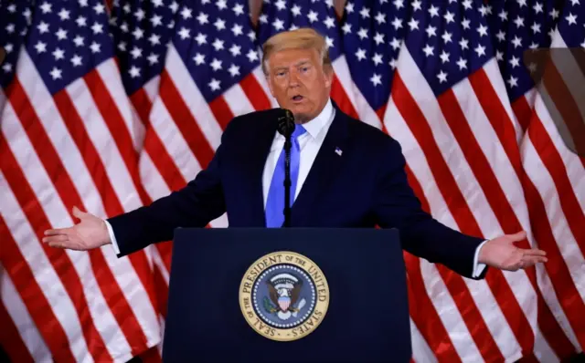 Trump speaks about early results from the election in the East Room of the White House