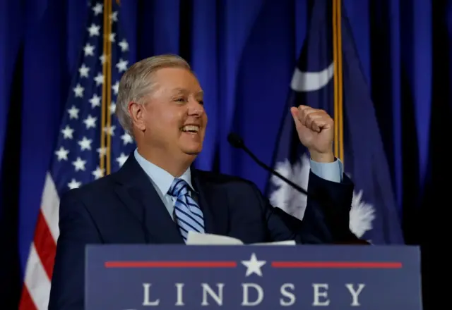 US Senator Lindsey Graham speaks at his election night party in Columbia, South Carolinalina, 3 November 2020