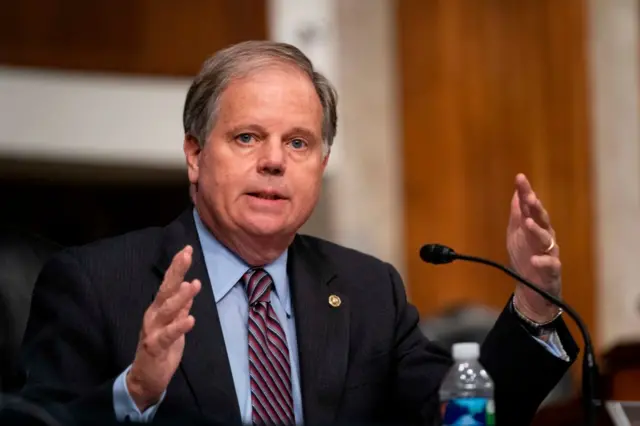 Doug Jones at one of the coronavirus hearings in the Senate